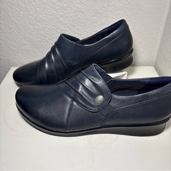 Clarks Collection 21951 Dark Navy Leather Slip On Shoes Size 10 - Picture 5 of 7